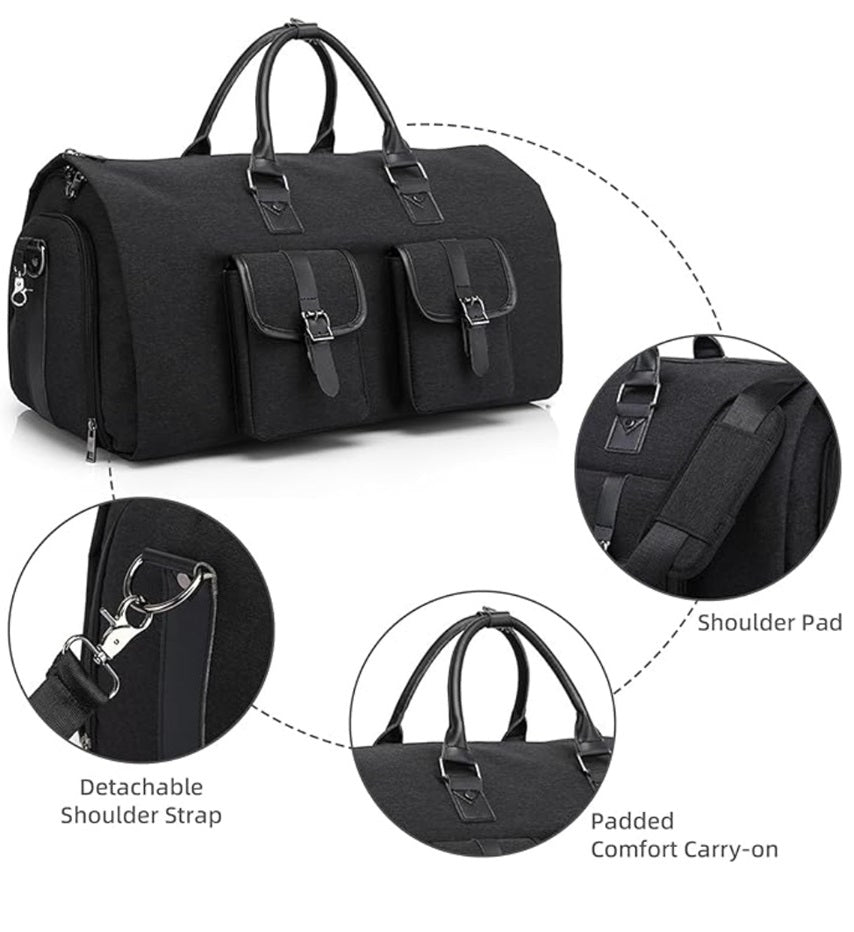 Garment Duffle Bag: Convertible Duffle Garment Bag With Separate Shoe Compartment Suit Travel Bags Weekend Bag Carry On Garment Bags for Travel