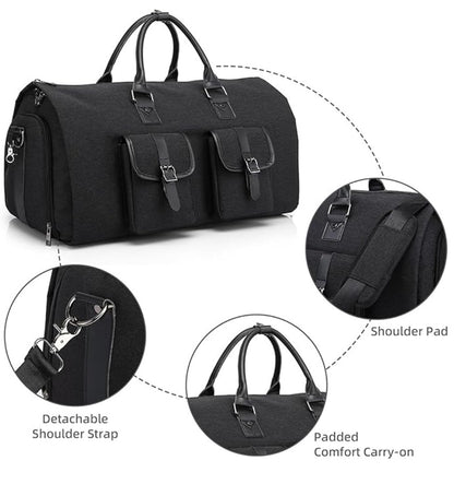 Garment Duffle Bag: Convertible Duffle Garment Bag With Separate Shoe Compartment Suit Travel Bags Weekend Bag Carry On Garment Bags for Travel